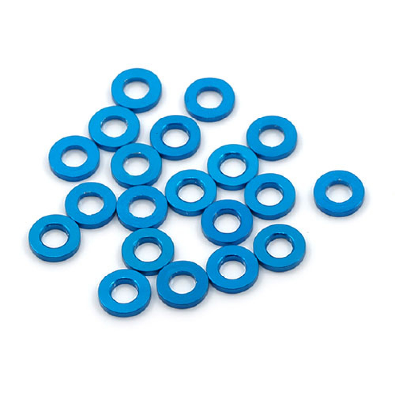 Aluminum M3 Flat Washer 1mm 20pcs Blue