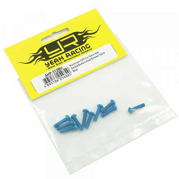 Yeah Racing Linsenkopfschraube blau 7075 Aluminium 3x12mm (10)