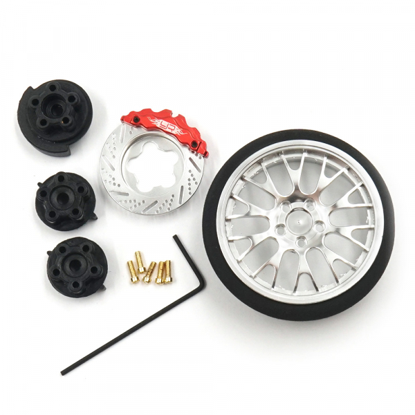 Yeah Racing Aluminium Lenkrad Set Type A für Futaba KO Propo Sanwa Flysky NB4 Silber