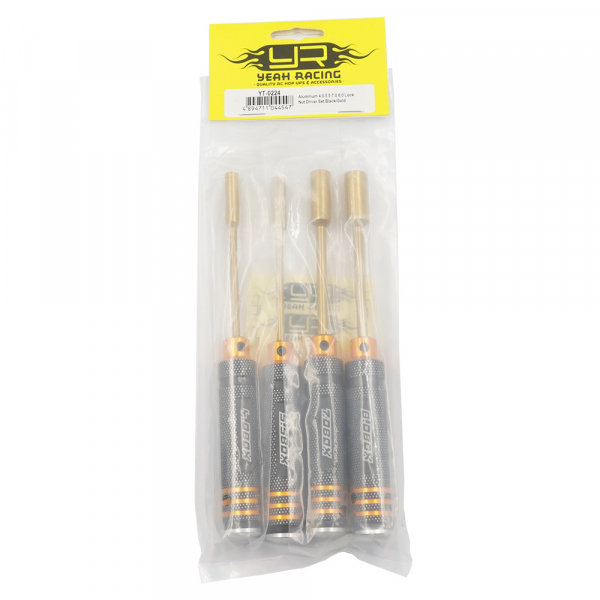 Yeah Racing Aluminum 4.0 5.5 7.0 8.0 Lock Nut Driver Set Black/Gold