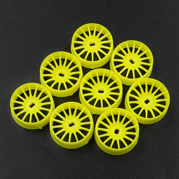 Yeah Racing Plastic Narrow Rim Set 8.5mm (Offset 0 +1 +2 +3) Florescent Yellow For 1/28 AWD Mini-Z