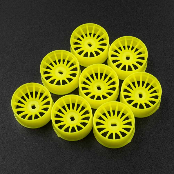 Yeah Racing Plastic Wide Rim Set 11mm (Offset 0 +1 +2 +3) Florescent Yellow For 1/28 AWD Mini-Z