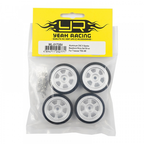 Yeah Racing Aluminium CNC 6S Beadlock Felgen Set Silber für Traxxas TRX-4M