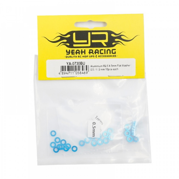 Yeah Racing Aluminium M2.5 X 5mm Flat Washer 0.5 / 1 / 2 mm 10pcs each for MST, Yokomo Drift Cars