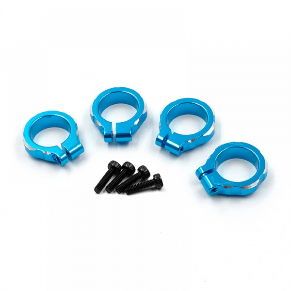 Aluminium Shock Clamp 4 Stück Blau für Tamiya BBX (BB-01)