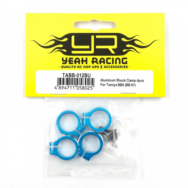 Yeah Racing Aluminium Shock Clamp 4 Stück Blau für Tamiya BBX (BB-01)