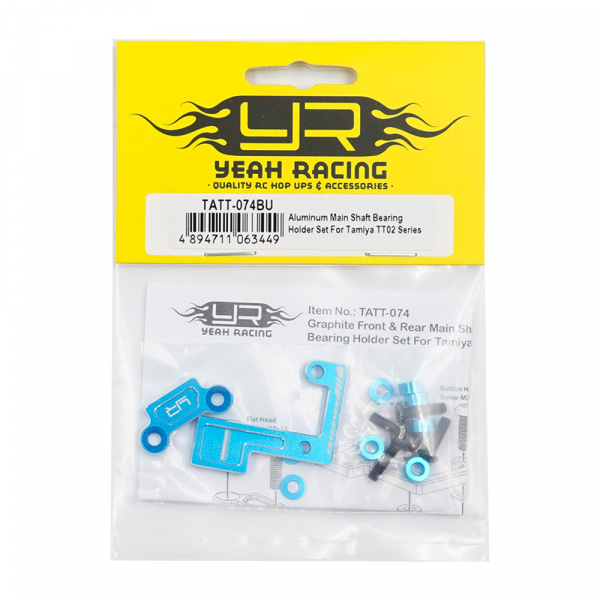 Yeah Racing Aluminium-Hauptwellenlagerhalter-Set blau für die Tamiya TT02-Series