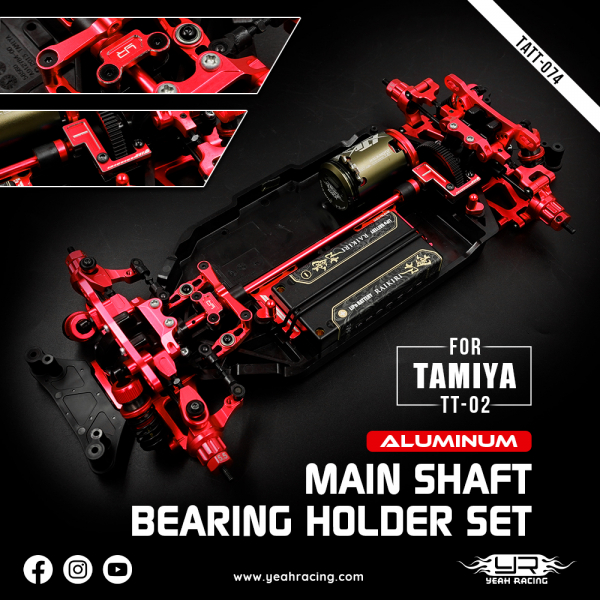 Yeah Racing Aluminum Main Shaft Bearing Holder Set For Tamiya TT02 Series