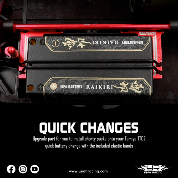 Yeah Racing  Aluminum Short Battery Holder Set red For Tamiya TT02 Series