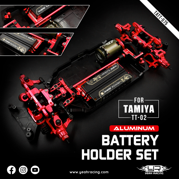 Yeah Racing  Aluminum Short Battery Holder Set red For Tamiya TT02 Series