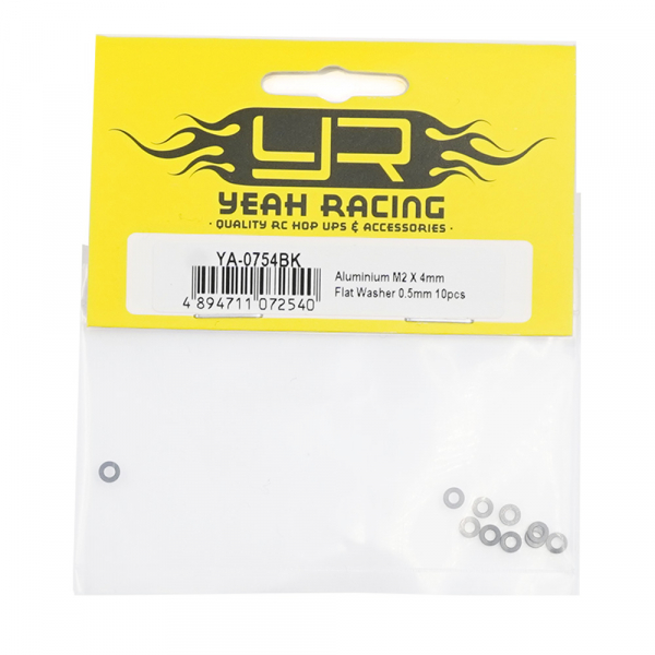 Yea Racing Aluminium M2 X 4mm Flat Washer 0.5mm 10pcs