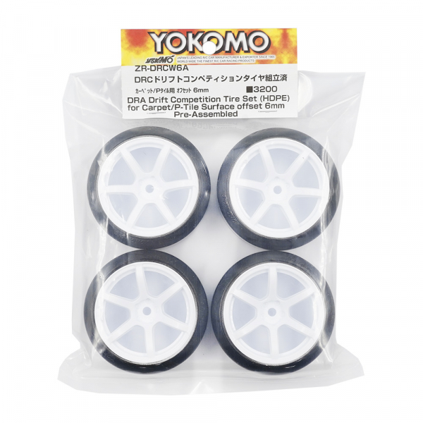 Yokomo DRC Drift Competition Pre-assembled Tires (6mm Offset, 4 pieces)