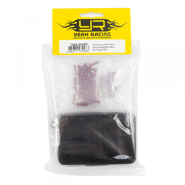 Yeah Racing 7075 Aluminium/Titanschrauben-Sortiment mit Box für Tamiya TT02 (Rot)