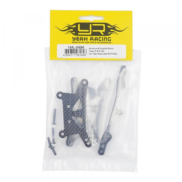 Yeah Racing Aluminum & Graphite Shock Tower (F & R ) Set For Team Associated RC10 Rally (Black)