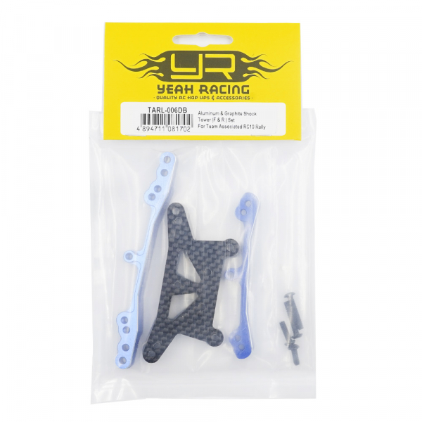 Yeah Racing Aluminum & Graphite Shock Tower (F & R ) Set For Team Associated RC10 Rally (Blue)
