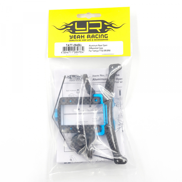 Yeah Racing Aluminium-Gehäuse für offenes Hinterachsdifferenzial mit Stabilisator-Set für Tamiya TT-02 SR/SRX