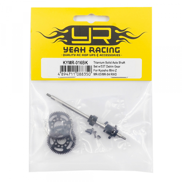 64 Titanium Vollachsen-Set mit 53Z Delrin-Zahnrad - Kyosho Mini-Z MR-03/MR-04 RWD u. XPRESS Pixel Z1