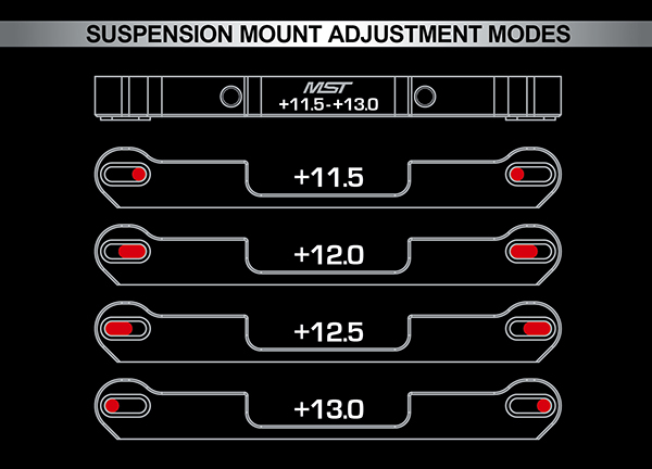 MST Alum. adj. suspension mount (+11.5~+13) (red)