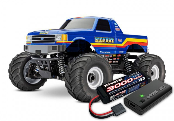 Traxxas Bigfoot 4x4 BL-2S blau 1/10 Monster-Truck RTR nP825 BL-2S Brushless, HD-Teile mit 2827X Akku + 2920 Lader