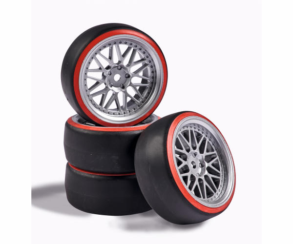 Carson 1:10 Wheel Set Drift (4) silver/red