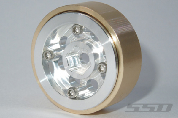 SSD 1.0" Aluminum / Brass 8 Hole Beadlock Wheels (Silver)(2)