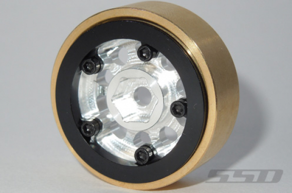 SSD 1.0" Aluminum / Brass D Hole Beadlock Wheels (Silver)(2)