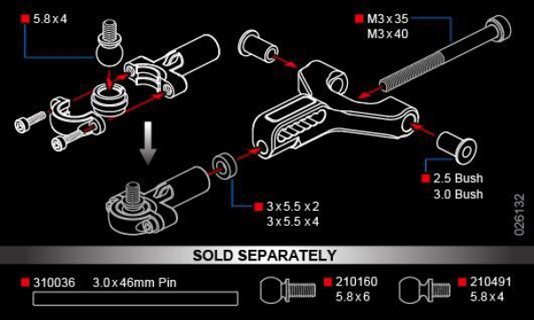 MST Alum. front lower arm set (red)