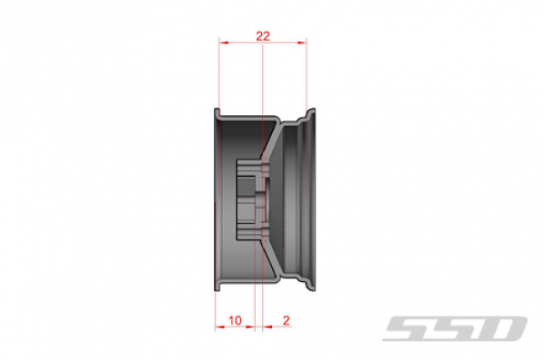 SSD 1.55" Steel Stock Beadlock Felgen (Black)(2)