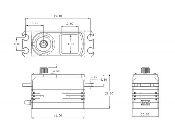 SRT Coreless Servo HV Low Profile CNC Alugehäuse 11.8kg/0.052sec @7.4V