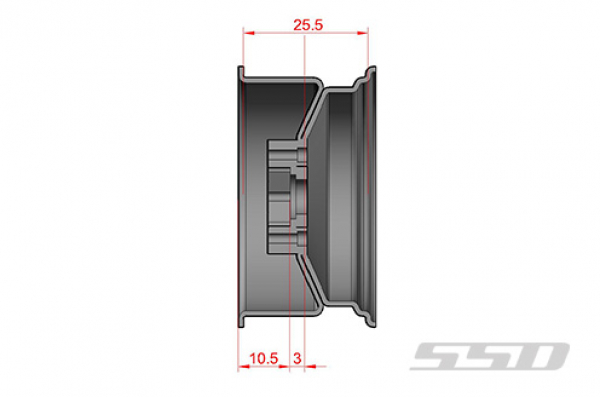 SSD 1.9" Steel Stock Beadlock Felgen (Schwarz)(2)