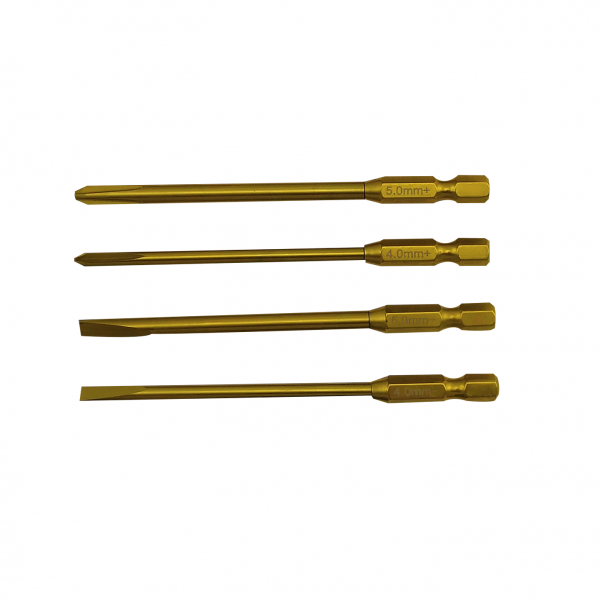 Premium Titan-Bit Set 90 mm - 4 Bits (Phillips 4.0+, 5.0+, Schlitz 4.0-, 5.0-)