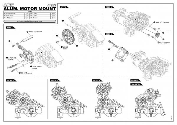 MST Alum. motor mount (black) RMX 4
