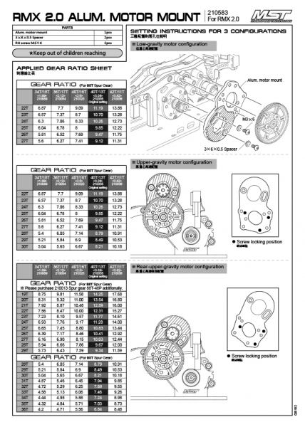 MST RMX 2.0, RMX 2.5 Alum.motor mount (red)