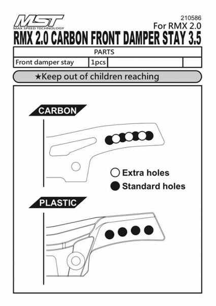 MST RMX 2.0, RMX 2.5 Carbon front damper stay 3.5