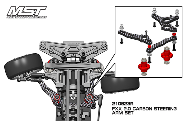 MST FXX 2.0 Steering arm set (red)