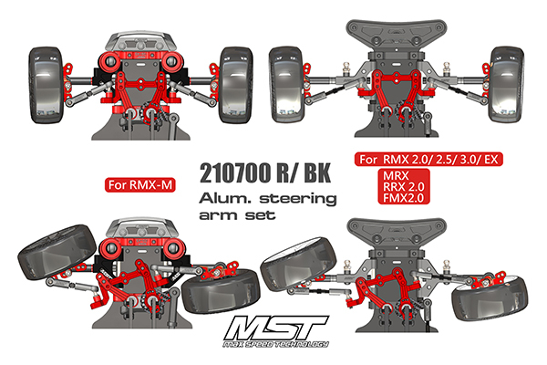 MST Alum. steering arm set (red)