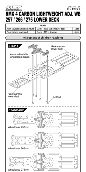 MST RMX 4 Carbon lightweight adj. WB 257/266/275 lower deck (black)