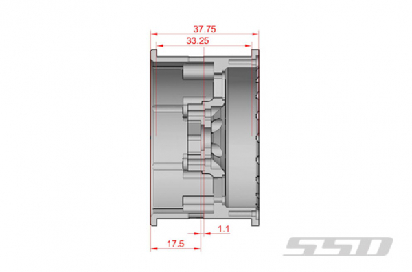 SSD 2.2" Assassin Wide Beadlock Wheels silver (2)