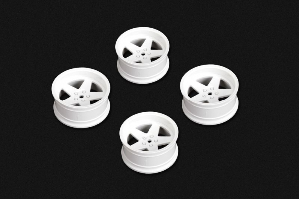 DS Racing Drift-Felge 5-Speichen hochglanz-weiß (4) 1/10 Drift (2,4,6,8mm Offset, 12mm Radsechskant)
