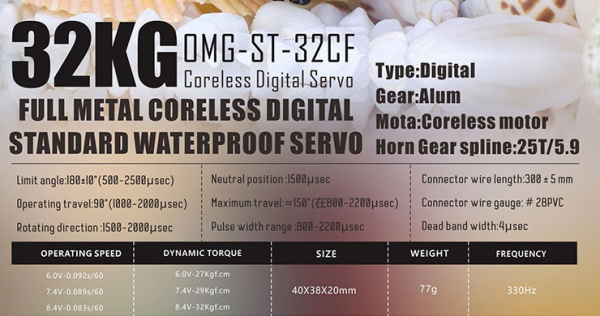 OMG Coreless Digital Servo OMG-ST-32CF Wasserdicht 32kg