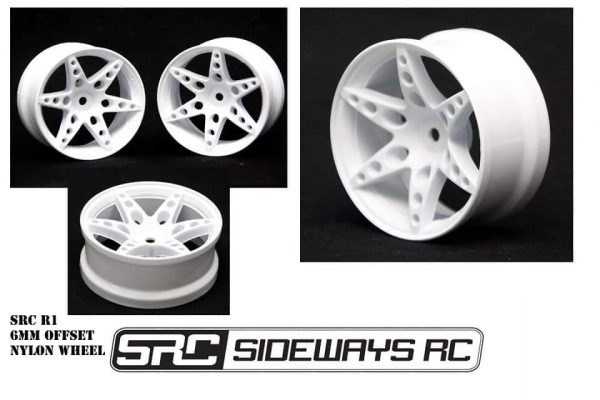 Sideways RC R1 1/10 Drift Felgen 6mm Offset White (2)