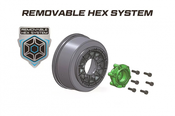 Louise RC - SC-MAGLEV - 1-10 Short Course Tire Set - Mounted - Soft - Black Wheels - Removable 1-10 SC Hex - 12, 14, 17mm