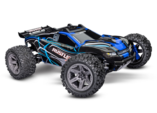 Traxxas Rustler 4x4 BL-2S blau 1/10 Stadium-Truck RTR nP825 BL-2S Brushless, HD-Teile mit 2827X Akku + 2920 Lader