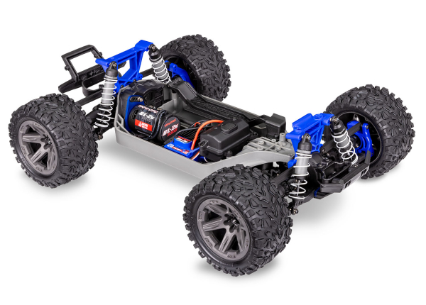 Traxxas Rustler 4x4 BL-2S blau 1/10 Stadium-Truck RTR nP825 BL-2S Brushless, HD-Teile mit 2827X Akku + 2920 Lader