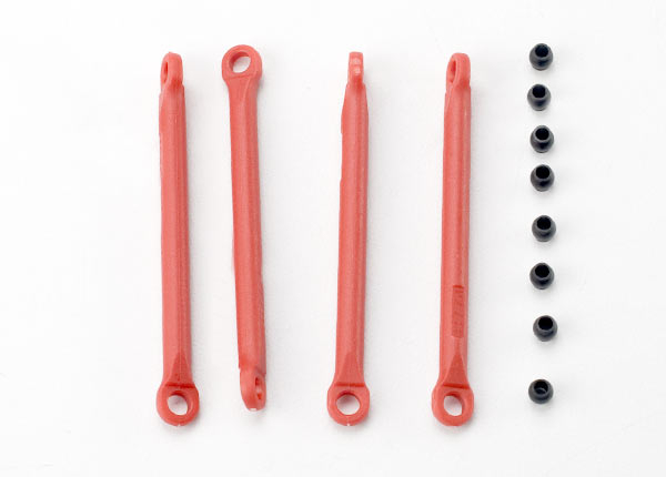 Traxxas Push rod (molded composite) (red) (4)/ hollow balls (8) 1/16