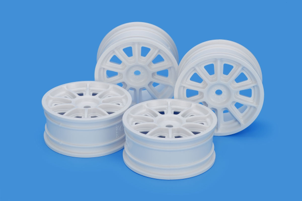 Tamiya 24mm TH 10-Speichenfelgen Weiss, 0mm Offset, 4 Stück