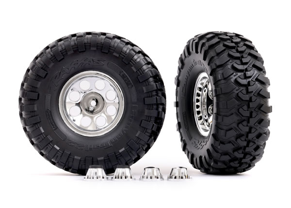 Traxxas TRX-4 Pre-Mounted 2.2inch Mag Wheels 2 pcs Chrome w/ Canyon Trail 2.2inch x 5.3inch Tires