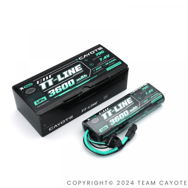 CAYOTE TT-Line Lipo Akku, 70C, 3600mAh, 2S, 7.4V Hardcase mit XT60 Stecker
