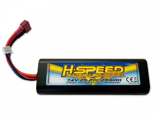 H-Speed LiPo 4000mAh 7.4V 29.6Wh Racing Akku mit T-Stecker