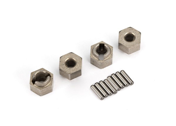 Traxxas Wheel hubs, 7mm hex (steel) (4)/ axle pins (8) TRX-4M